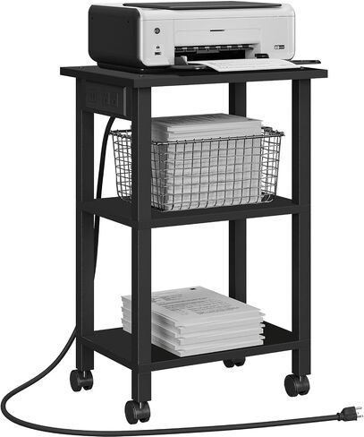 TUTOTAK 2 Tier Printer Stand, Printer Cart, Printer Table with Wheels, White PS01BW001 in Saudi Arabia