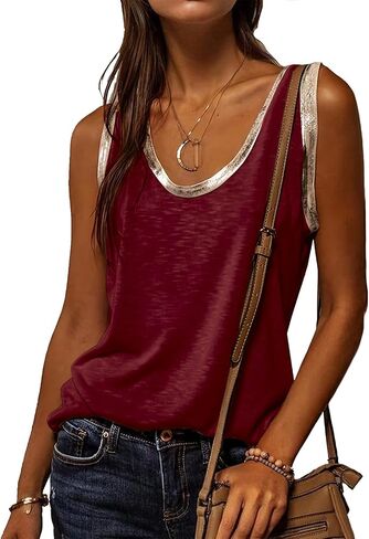 Women Tank Tops Summer Casual Sleeveless Shirts for Women Fashion Crewneck Loose Fit Basic Top in Saudi Arabia