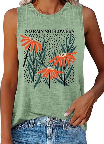 Women Vintage Flower Tank Tops Funny Boho Wildflowers Graphic Shirts Summer Hawaiian Vacation Casual Sleeveless Tops in Saudi Arabia