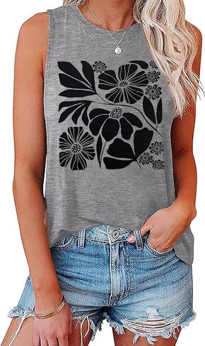 Women Vintage Flower Tank Tops Funny Boho Wildflowers Graphic Shirts Summer Hawaiian Vacation Casual Sleeveless Tops in Saudi Arabia