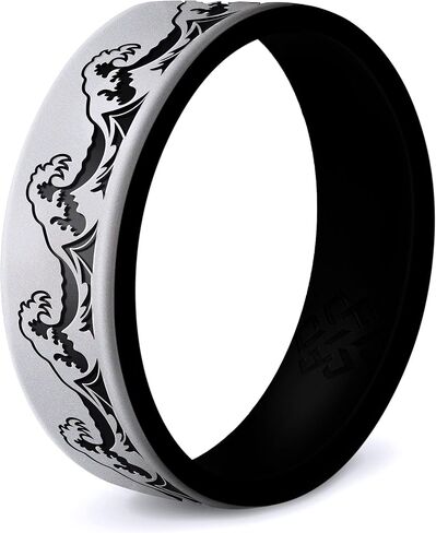 Knot Theory Waves, Mountain, Forest Silicone Ring for Men and Women - Silicone Wedding Band for Sports Activities, Breathable Comfort Fit 6mm Bandwidth in Saudi Arabia