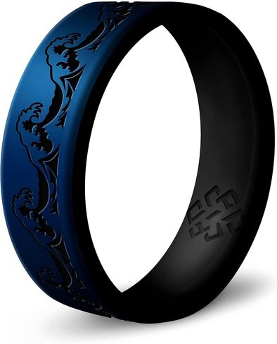 Knot Theory Waves, Mountain, Forest Silicone Ring for Men and Women - Silicone Wedding Band for Sports Activities, Breathable Comfort Fit 6mm Bandwidth in Saudi Arabia