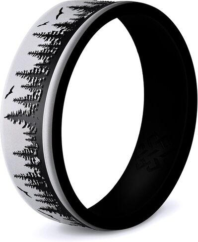 Knot Theory Waves, Mountain, Forest Silicone Ring for Men and Women - Silicone Wedding Band for Sports Activities, Breathable Comfort Fit 6mm Bandwidth in Saudi Arabia
