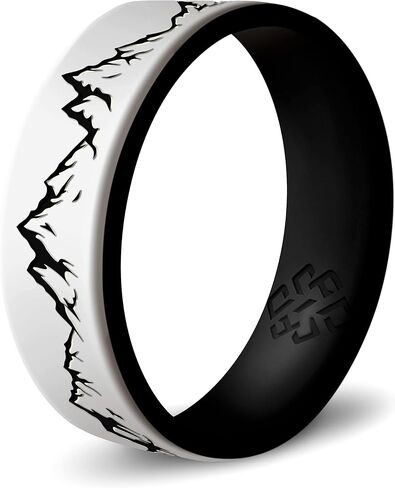 Knot Theory Waves, Mountain, Forest Silicone Ring for Men and Women - Silicone Wedding Band for Sports Activities, Breathable Comfort Fit 6mm Bandwidth in Saudi Arabia