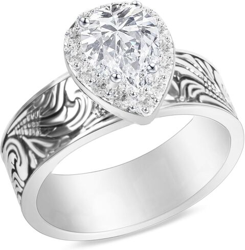 Shiny Cubic Zirconia Statement Ring Antique Flower Vine Design Vintage Rings for Women Cocktail Birthday Wedding Valentine Gift in Kuwait