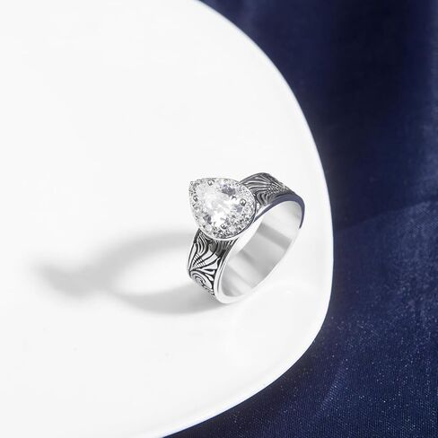 Shiny Cubic Zirconia Statement Ring Antique Flower Vine Design Vintage Rings for Women Cocktail Birthday Wedding Valentine Gift in Kuwait