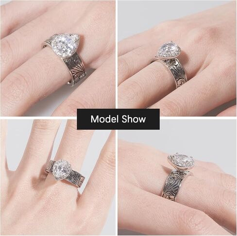 Shiny Cubic Zirconia Statement Ring Antique Flower Vine Design Vintage Rings for Women Cocktail Birthday Wedding Valentine Gift in Kuwait