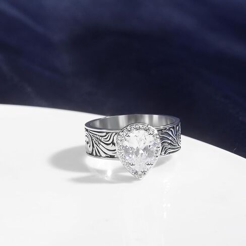 Shiny Cubic Zirconia Statement Ring Antique Flower Vine Design Vintage Rings for Women Cocktail Birthday Wedding Valentine Gift in Kuwait