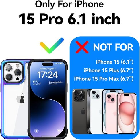 Meifigno Rainbow Series Mag Case for iPhone 15 Pro Max Case 6.7 inch - MagSafe Compatible - Aluminum Alloy Frame - MIL-GRD Drop Protection, Clear Back Phone Case for iPhone 15 ProMax Case, Iridescent in Kuwait