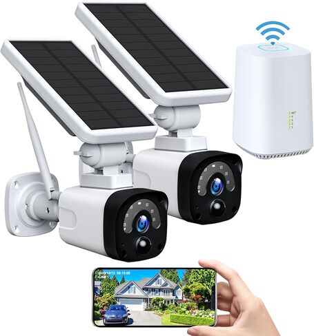 2.5K Solar Wireless Security Camera System Outdoor, 4MP Solar Camera Security Outdoor WiFi,Forever Solar Powered,HDMI Output,64GB SD,PIR Motion Detection,2 Way Audio,App Alert,IP66 Waterproof in Saudi Arabia