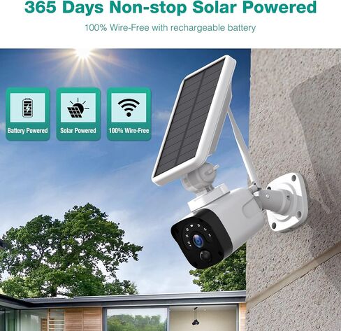 2.5K Solar Wireless Security Camera System Outdoor, 4MP Solar Camera Security Outdoor WiFi,Forever Solar Powered,HDMI Output,64GB SD,PIR Motion Detection,2 Way Audio,App Alert,IP66 Waterproof in Saudi Arabia