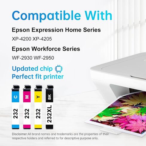 مجموعة خراطيش حبر LEMERO 232XL بديلة لخرطوشة حبر Epson 232 T232 232XL عالية الإنتاجية لـ Epson Expression Home XP-4200 XP-4205 Workforce WF-2930 WF-2950 (أسود، سماوي، أرجواني، أصفر) in Kuwait