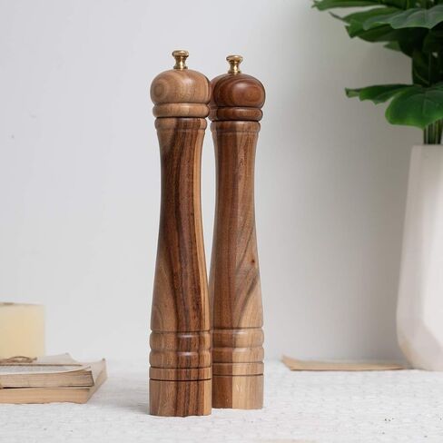 Pepper Mill, Pepper Grinder with Adjustable Stainless Steel Grinder, Acacia Wood, Height 30 cm / 12 inch in Saudi Arabia