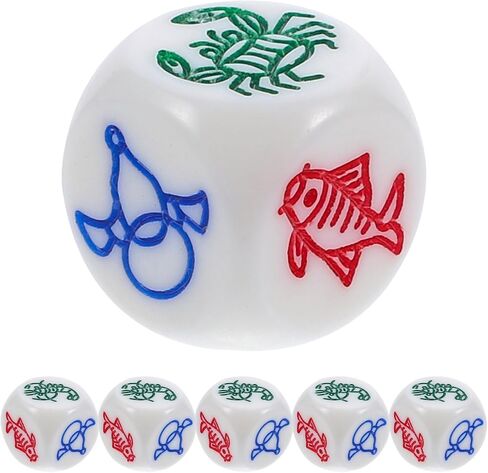 6 قطع من لعبة Toyvian الصينية التقليدية على شكل سرطان البحر الجمبري لعبة النرد السنة الصينية الجديدة التقليدية لعبة السمك الجمبري والروبيان وسرطان البحر والدجاج عملة كالاباش الورقية لعبة المقامرة التقليدية in Kuwait