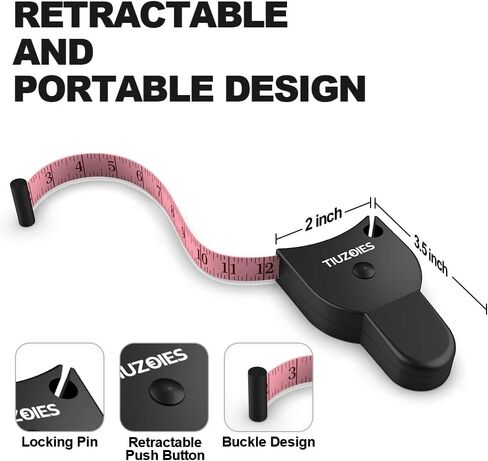 Tape Measure 2 Pack Body Measuring Tape 60inch (150cm), Lock Pin and Push-Button Retract, Ergonomic and Portable Design, Accurate Measuring Tape for Body Measurement and Weight Loss, Double White in Saudi Arabia