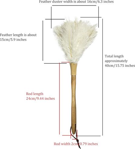Premium Turkey Feather Duster - 14 Inches，Effective Dusting and Cleaning（Black） in Saudi Arabia