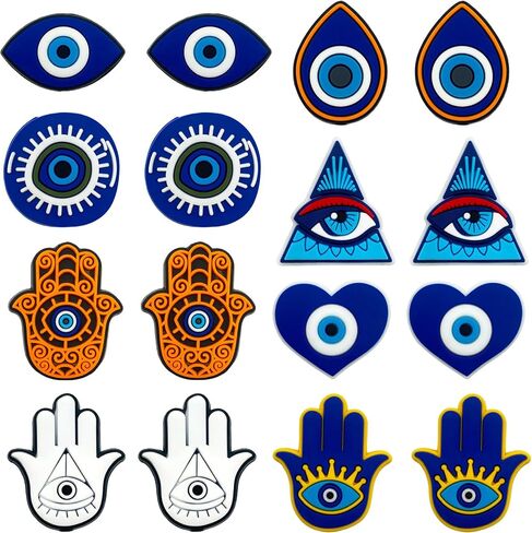 PEVOGON 16 Pcs Silicone Focal Bead Cute Loose Beads Accessory for DIY Keychains Bracelet Necklace Pens Lanyard Making (Autism) in Saudi Arabia