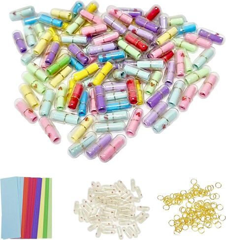 100Pcs Lovely Capsule Message Paper Letter Pill Shaped Mini Capsule Love Notes for Valentine's Day,Christmas Gift, Capsules Letters for Birthday Anniversary Mother's Day Thanksgiving (Black) in Saudi Arabia