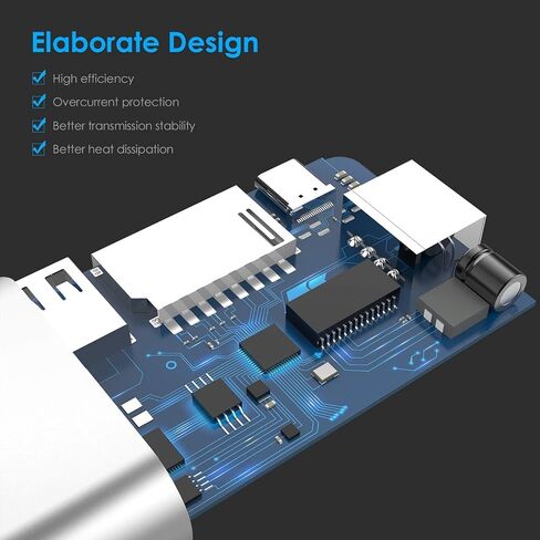 موزع LENTION USB C مع 4K HDMI، قارئ بطاقة SD، 2 USB 3.0، متوافق مع الشحن والإيثرنت من النوع C MacBook Pro، جهاز Mac Air/Surface/Steam Deck الجديد، المزيد، (CB-C68، فضي) in Saudi Arabia