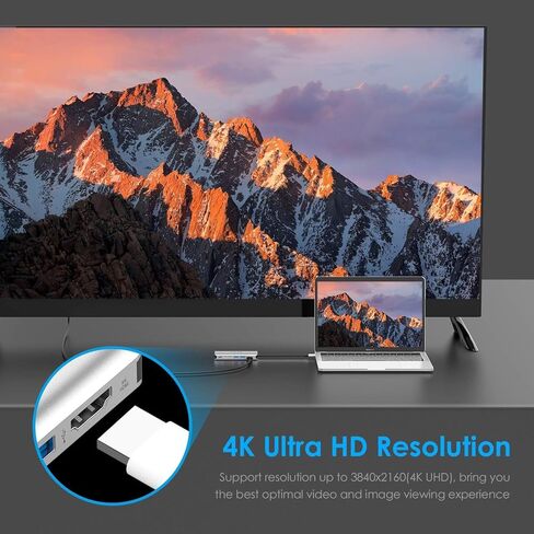 موزع LENTION USB C مع 4K HDMI، قارئ بطاقة SD، 2 USB 3.0، متوافق مع الشحن والإيثرنت من النوع C MacBook Pro، جهاز Mac Air/Surface/Steam Deck الجديد، المزيد، (CB-C68، فضي) in Saudi Arabia