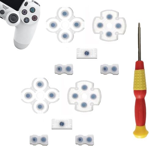 1 Set Silicone Conductive Rubber Pads Replacement for Playstation 4 PS4 Controller Parts for JDM-001/011 Dualshock 4 L1 R1 L2 R2 Adhesive Button Changing Keypad Repair Replacement Part Tool Kit (001) in Saudi Arabia