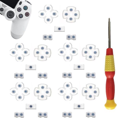 1 Set Silicone Conductive Rubber Pads Replacement for Playstation 4 PS4 Controller Parts for JDM-001/011 Dualshock 4 L1 R1 L2 R2 Adhesive Button Changing Keypad Repair Replacement Part Tool Kit (001) in Saudi Arabia