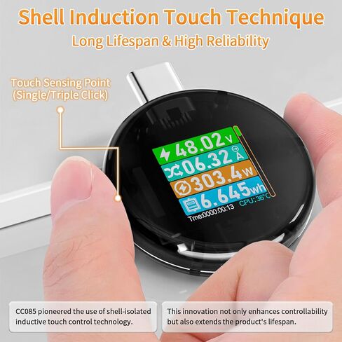 USB C Power Meter USB C Tester, USB Multimeter 4.5-50V 0-6A Touch Control Voltage Current Capacity Amp Volt Voltmeter Ammeter Detector Digital Tester for Chargers Power Bank Cable in Kuwait
