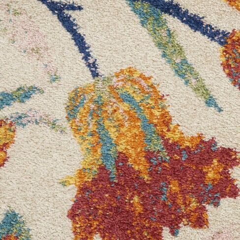 Nourison Allur Floral Ivory Multicolor 5'3" x 7'3" Area -Rug, Easy -Cleaning, Non Shedding, Bed Room, Living Room, Dining Room, Kitchen (5x7)" } in Saudi Arabia