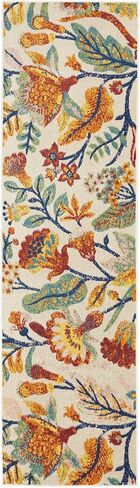 Nourison Allur Floral Ivory Multicolor 5'3" x 7'3" Area -Rug, Easy -Cleaning, Non Shedding, Bed Room, Living Room, Dining Room, Kitchen (5x7)" } in Saudi Arabia