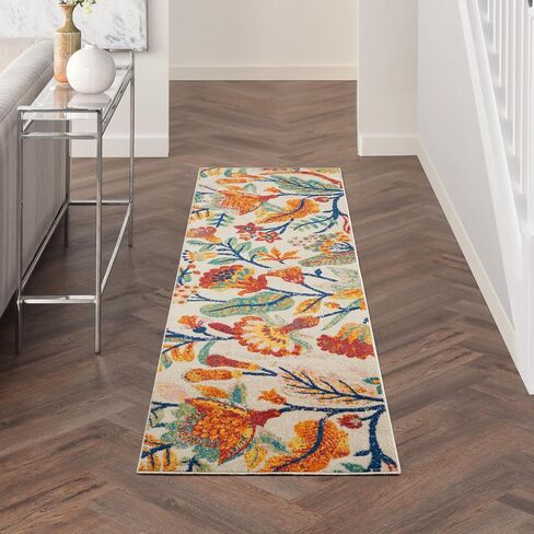 Nourison Allur Floral Ivory Multicolor 5'3" x 7'3" Area -Rug, Easy -Cleaning, Non Shedding, Bed Room, Living Room, Dining Room, Kitchen (5x7)" } in Saudi Arabia
