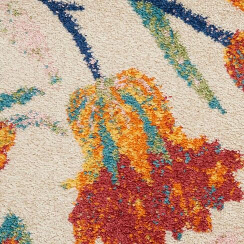 Nourison Allur Floral Ivory Multicolor 5'3" x 7'3" Area -Rug, Easy -Cleaning, Non Shedding, Bed Room, Living Room, Dining Room, Kitchen (5x7)" } in Saudi Arabia