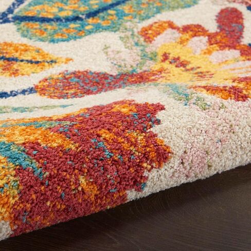 Nourison Allur Floral Ivory Multicolor 5'3" x 7'3" Area -Rug, Easy -Cleaning, Non Shedding, Bed Room, Living Room, Dining Room, Kitchen (5x7)" } in Saudi Arabia