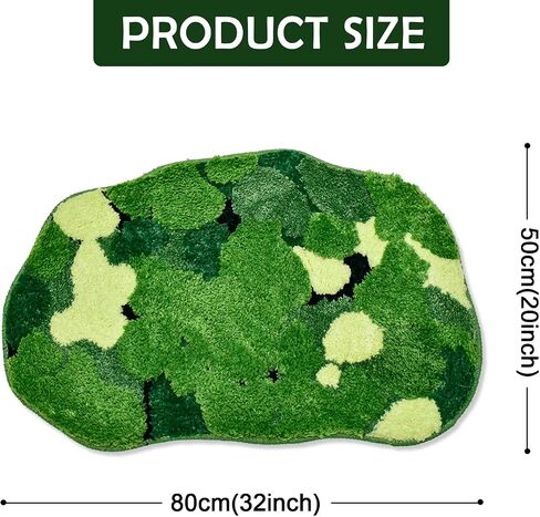 Green Moss Bathroom Rugs Aesthetic Cute 3D Flocking Shaggy Grass Moss Mats Non-Slip and Absorbent Plush Texture Bathroom Mat Moss Decoration 20"x32" in Saudi Arabia