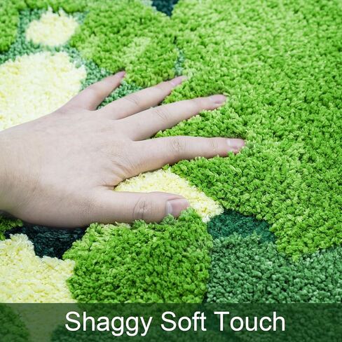 Green Moss Bathroom Rugs Aesthetic Cute 3D Flocking Shaggy Grass Moss Mats Non-Slip and Absorbent Plush Texture Bathroom Mat Moss Decoration 20"x32" in Saudi Arabia