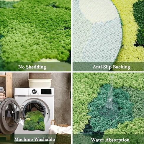 Green Moss Bathroom Rugs Aesthetic Cute 3D Flocking Shaggy Grass Moss Mats Non-Slip and Absorbent Plush Texture Bathroom Mat Moss Decoration 20"x32" in Saudi Arabia