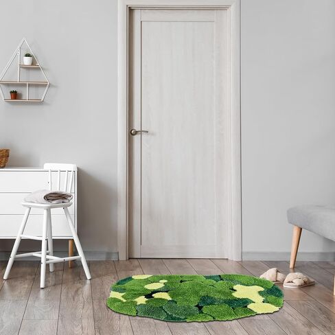 Green Moss Bathroom Rugs Aesthetic Cute 3D Flocking Shaggy Grass Moss Mats Non-Slip and Absorbent Plush Texture Bathroom Mat Moss Decoration 20"x32" in Saudi Arabia