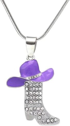 Rhinestone Western Boots Pendant Necklaces Cowgirl Cowboy Enamel Hat Bohemian Rodeo Silver Disco Clavicle Chain Chokers for Women Girls Friendship Valentine's Day Mother's Day Holiday Jewelry Gifts in Saudi Arabia