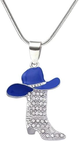 Rhinestone Western Boots Pendant Necklaces Cowgirl Cowboy Enamel Hat Bohemian Rodeo Silver Disco Clavicle Chain Chokers for Women Girls Friendship Valentine's Day Mother's Day Holiday Jewelry Gifts in Saudi Arabia
