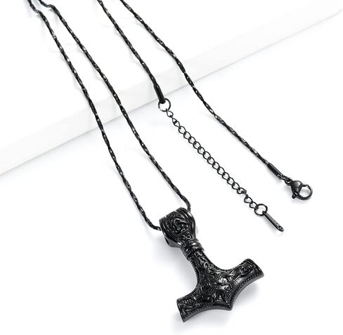 مجوهرات Mjolnir Thors Hammer Cremation لقلادة الرماد - قلادة Thors Hammer Urn مع مجوهرات رماد تذكارية صغيرة للرجال والنساء in Kuwait