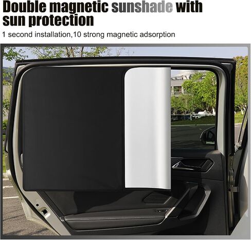 4 PCS Car Side Window Sun Shade, 2 PCS 7.87In x 19.68In x 31.49In Vehicle Heat Shield, Universal 2 PCS 19.68In x 31.49In Automotive Privacy Protector Replacement (Black & Silver) in Saudi Arabia