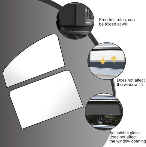 4 PCS Car Side Window Sun Shade, 2 PCS 7.87In x 19.68In x 31.49In Vehicle Heat Shield, Universal 2 PCS 19.68In x 31.49In Automotive Privacy Protector Replacement (Black & Silver) in Saudi Arabia