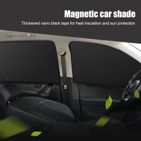 4 PCS Car Side Window Sun Shade, 2 PCS 7.87In x 19.68In x 31.49In Vehicle Heat Shield, Universal 2 PCS 19.68In x 31.49In Automotive Privacy Protector Replacement (Black & Silver) in Saudi Arabia