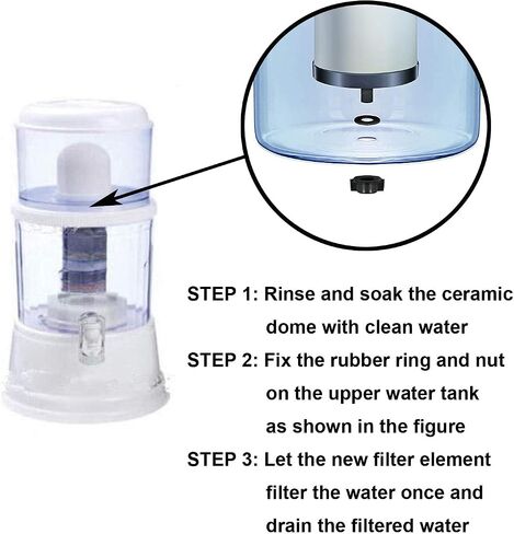 HUI NING Replacement Ceramic Dome Water Filter and Faucet Kit for Countertop,Household Water Bucket, Water Cooler Filtration Systems Water Pitcher (2 Dome Filters & 2 Black Taps) in Saudi Arabia
