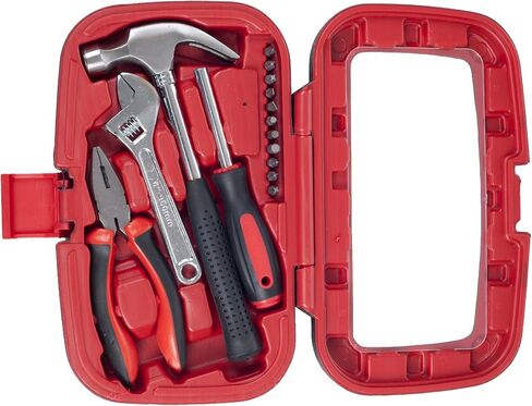 15-Piece Tool Set - Household Tool Kit with Hammer, Multi-Bit Screwdriver Set, Pliers, Wrench- Tools and Equipment for DIY Projects by Stalwart (Red) in Saudi Arabia