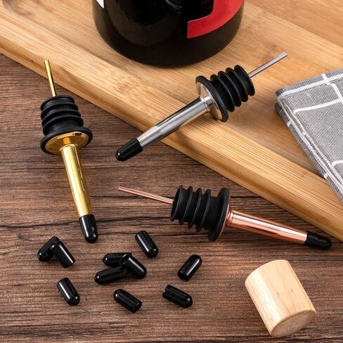 OIIKI 50 Pack Liquor Bottle Covers, Black Rubber Olive Oil Bottle Caps, Anti-Dust Pour Spout Covers for Speed Pourers, Spot Pourers for Kitchen, Bars in Saudi Arabia