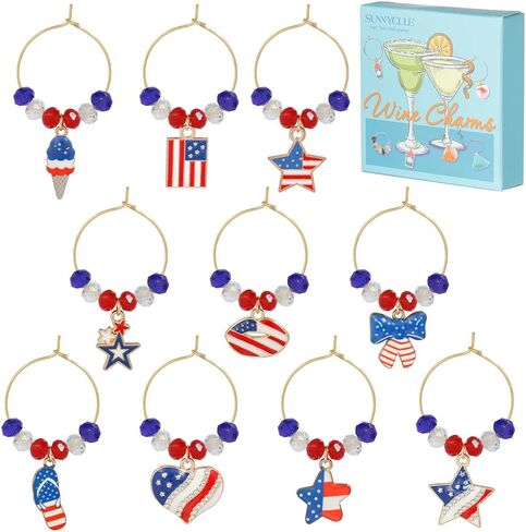 SUNNYCLUE 1 Box Glass Marker Charms Wine Marker Charms Wine Charms Bulk Wine Glass Tags Glass Identifiers for Gathering Wedding Holiday Gifts Party Favor Drinks Decor Supplies Upgraded Gift Package in Saudi Arabia