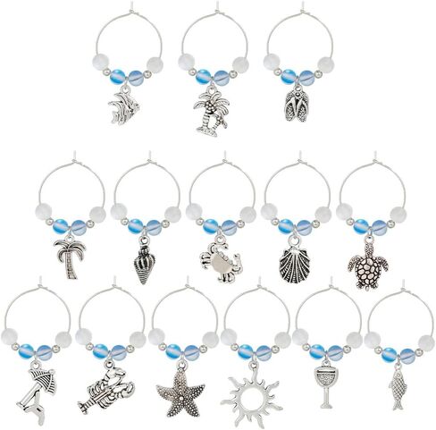 SUNNYCLUE 1 Box Glass Marker Charms Wine Marker Charms Wine Charms Bulk Wine Glass Tags Glass Identifiers for Gathering Wedding Holiday Gifts Party Favor Drinks Decor Supplies Upgraded Gift Package in Saudi Arabia