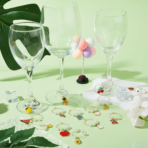 SUNNYCLUE 1 Box Glass Marker Charms Wine Marker Charms Wine Charms Bulk Wine Glass Tags Glass Identifiers for Gathering Wedding Holiday Gifts Party Favor Drinks Decor Supplies Upgraded Gift Package in Saudi Arabia