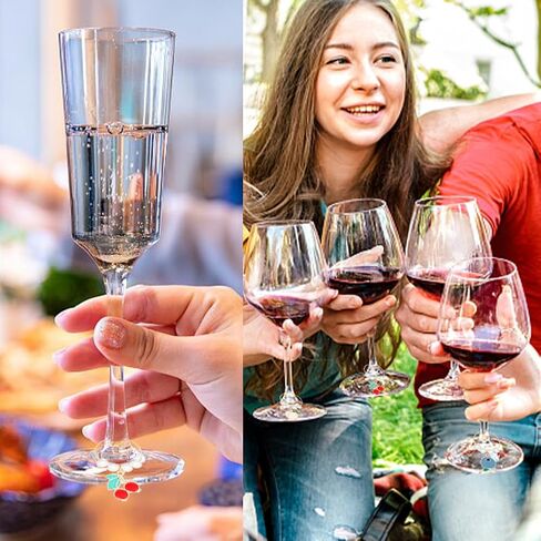 SUNNYCLUE 1 Box Glass Marker Charms Wine Marker Charms Wine Charms Bulk Wine Glass Tags Glass Identifiers for Gathering Wedding Holiday Gifts Party Favor Drinks Decor Supplies Upgraded Gift Package in Saudi Arabia