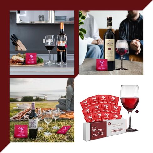 The Wand Wine Purifier, Pack of 12, Wine Filters for Histamines and Sulfite, Wine Accessories for Wine Lovers, Eliminate Headaches, Reduce Wine Allergies in Kuwait